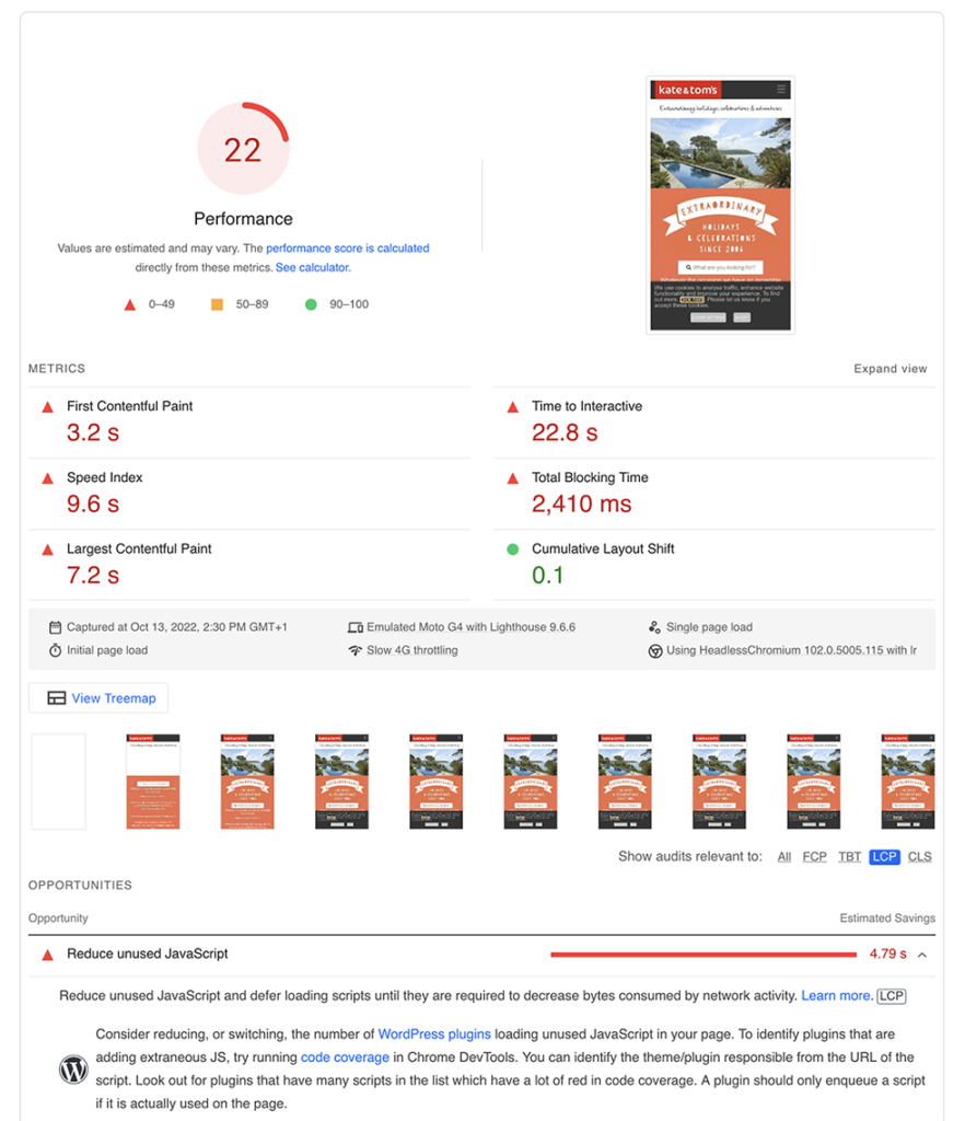Page speed insights from a WordPress Classic theme